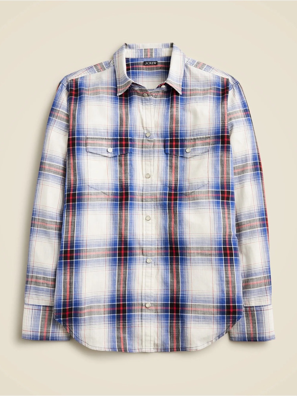 NWT J. Crew Western Shirt Plaid Cotton Voile Size 14